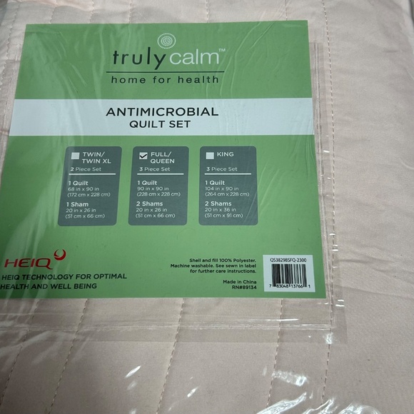 BRAND NEW Truly Calm Antimicrobial 3-Piece Blush Pink Quilt Set – Full/Queen - Picture 4 of 5